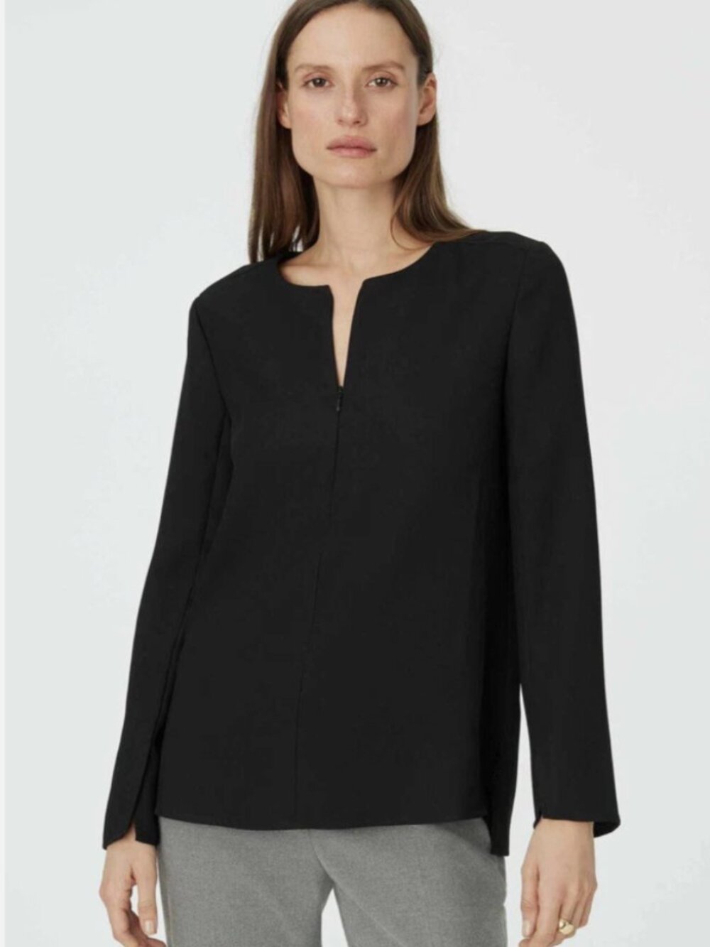 Club Monaco Bramah 1/4 Zip Front Blouse Top Black Size XS